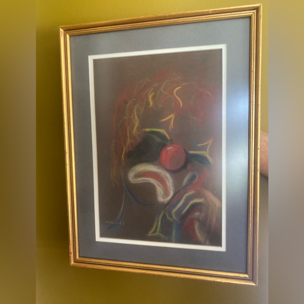 Framed Clown Art with Gold Frame!